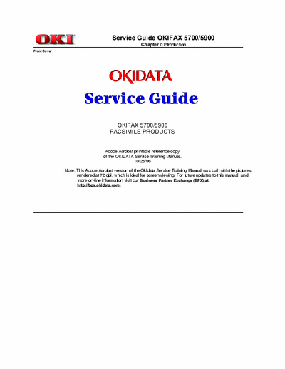 Oki 5700 OKIFAX 5700/5900
FACSIMILE PRODUCTS Service Guide